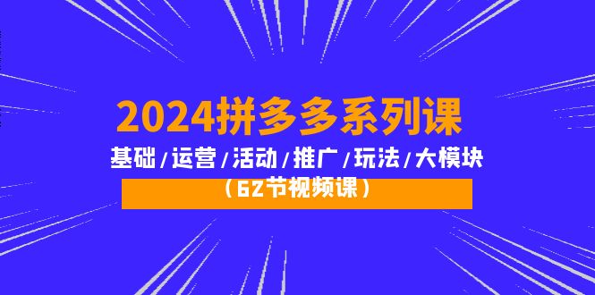 [国内电商]（10019期）2024拼多多系列课：基础/运营/活动/推广/玩法/大模块（62节视频课）-第1张图片-智慧创业网