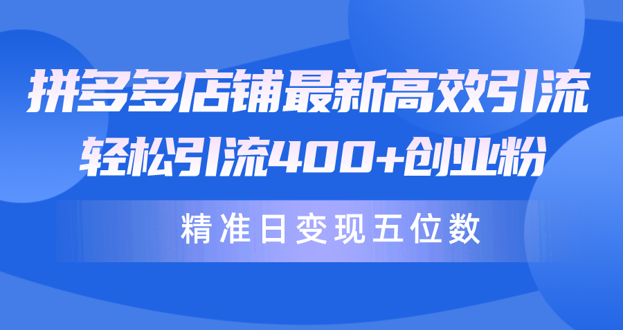 [引流-涨粉-软件]（10041期）拼多多店铺最新高效引流术，轻松引流400+创业粉，精准日变现五位数！-第1张图片-搜爱网资源分享社区