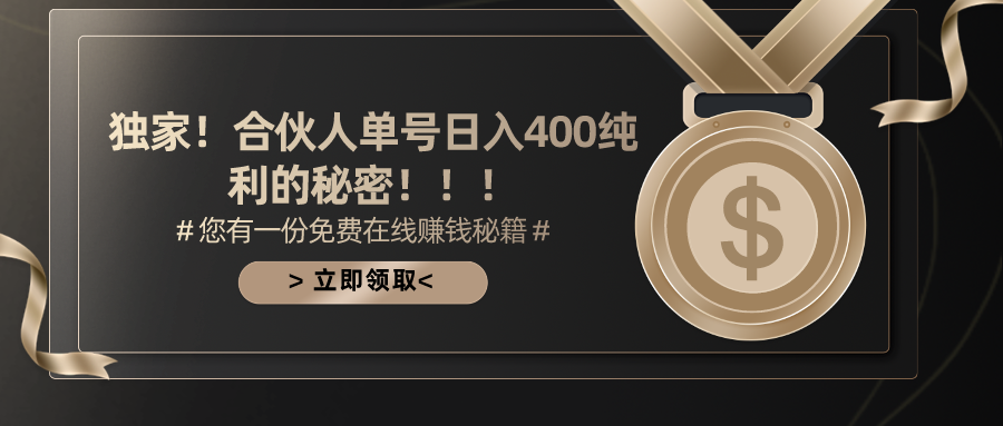 [热门给力项目]（10028期）合伙人广告撸金最新玩法，每天单号400纯利-第1张图片-搜爱网资源分享社区