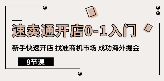 [跨境电商]（10126期）速卖通开店0-1入门，新手快速开店 找准商机市场 成功海外掘金（8节课）