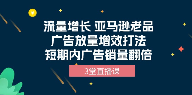 [跨境电商]（10112期）流量增长 亚马逊老品广告放量增效打法，短期内广告销量翻倍（3堂直播课）