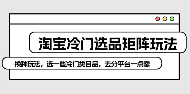 [国内电商]（10159期）淘宝冷门选品矩阵玩法：换种玩法，选一些冷门类目品，去分平台一点羹-第1张图片-搜爱网资源分享社区