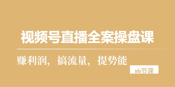 [短视频运营]（10207期）视频号直播全案操盘课，赚利润，搞流量，提势能（16节课）-第1张图片-搜爱网资源分享社区