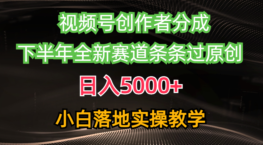 [短视频运营]（10294期）视频号创作者分成最新玩法，日入5000+  下半年全新赛道条条过原创，小...-第1张图片-智慧创业网