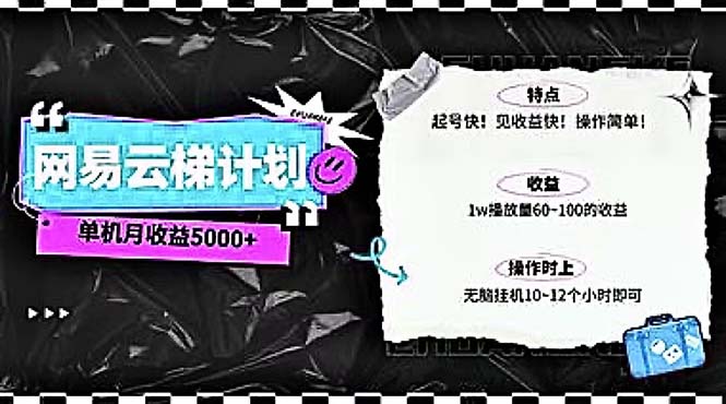 [热门给力项目]（10389期）2024网易云云梯计划 单机日300+ 无脑月入5000+-第1张图片-智慧创业网