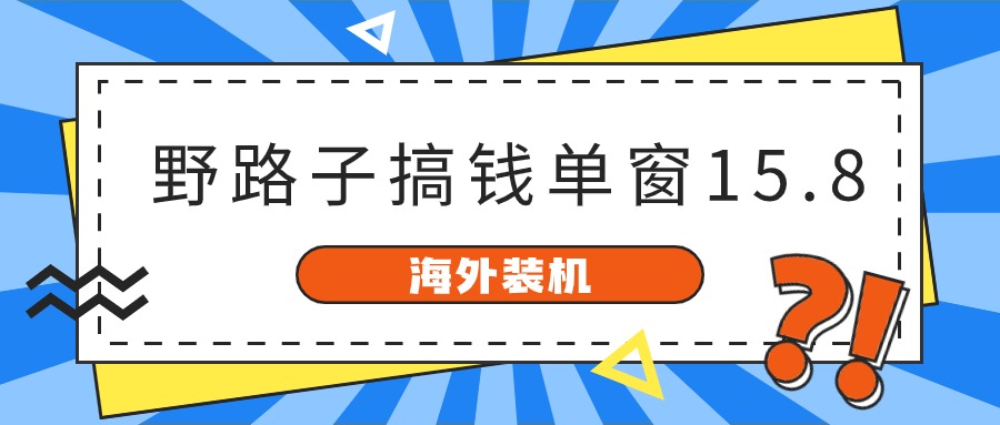 [国外项目]（10385期）海外装机，野路子搞钱，单窗口15.8，已变现10000+