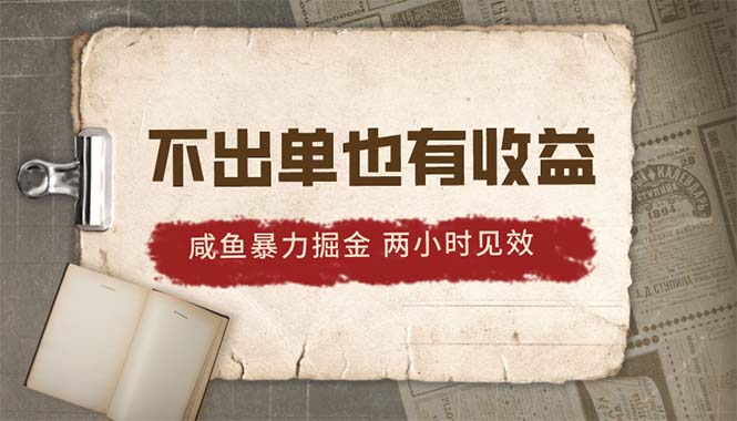 [无货源]（10562期）2024咸鱼暴力掘金，不出单也有收益，两小时见效，当天突破500+
