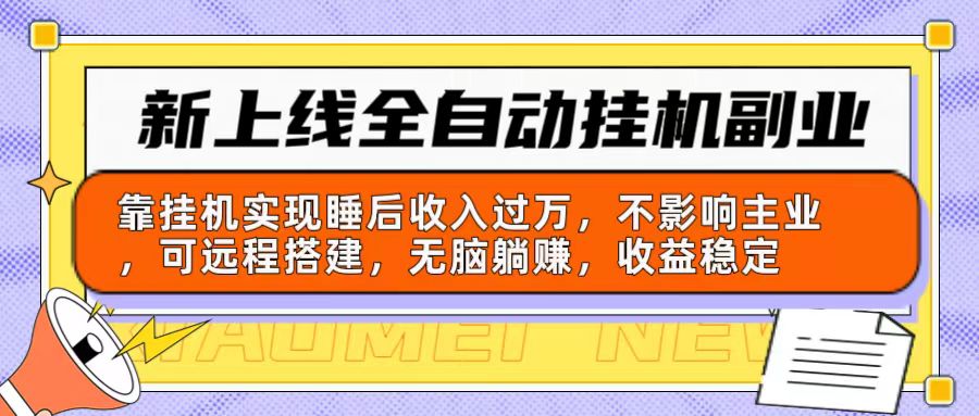 [热门给力项目]（10588期）新上线全自动挂机副业：靠挂机实现睡后收入过万，不影响主业可远程搭建...-第1张图片-智慧创业网