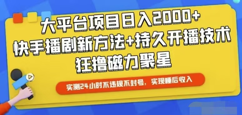 [直播玩法]（10694期）快手24小时无人直播，真正实现睡后收益