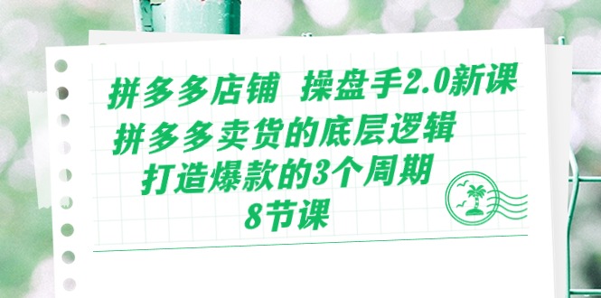 [国内电商]（10859期）拼多多店铺 操盘手2.0新课，拼多多卖货的底层逻辑，打造爆款的3个周期-8节