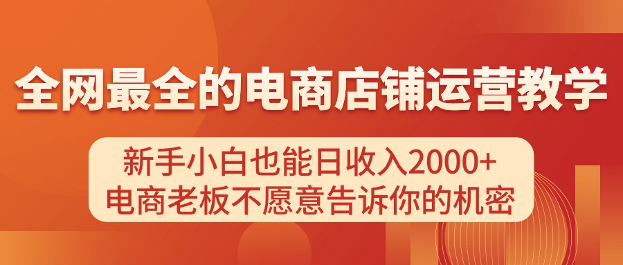 [国内电商]（11266期）电商店铺运营教学，新手小白也能日收入2000+，电商老板不愿意告诉你的机密-第1张图片-智慧创业网