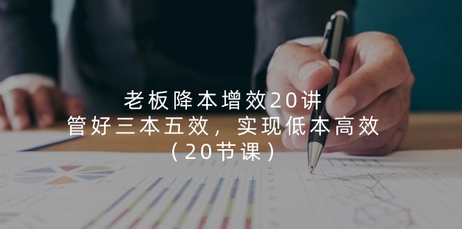 [创业项目]（11238期）老板 降本增效20讲，管好 三本五效，实现低本高效（20节课）-第1张图片-智慧创业网