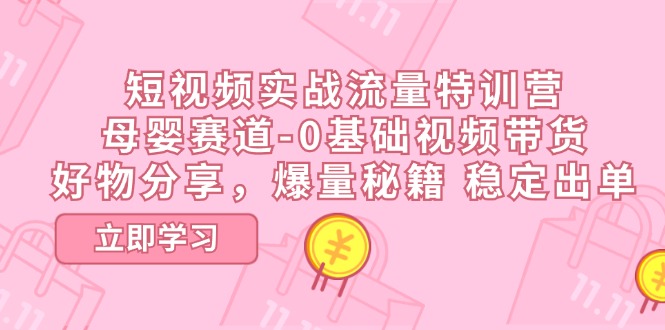 [短视频运营]（11373期）短视频实战流量特训营，母婴赛道-0基础带货，好物分享，爆量秘籍 稳定出单