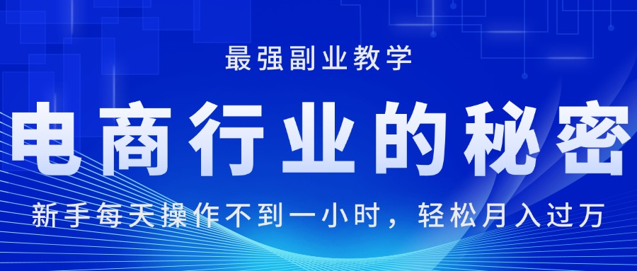 [无货源]（11427期）电商行业的秘密，新手每天操作不到一小时，月入过万轻轻松松，最强副业...