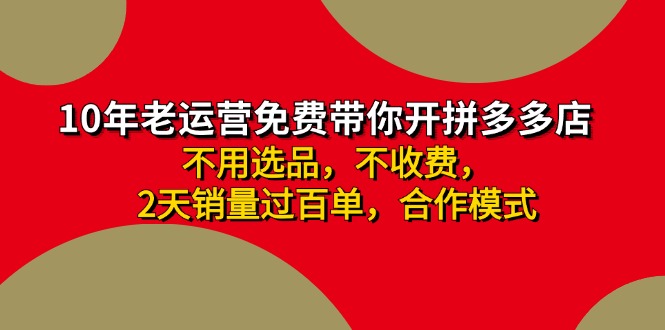 [国内电商]（11576期）拼多多-合作开店日入4000+两天销量过百单，无学费、老运营教操作、小白...