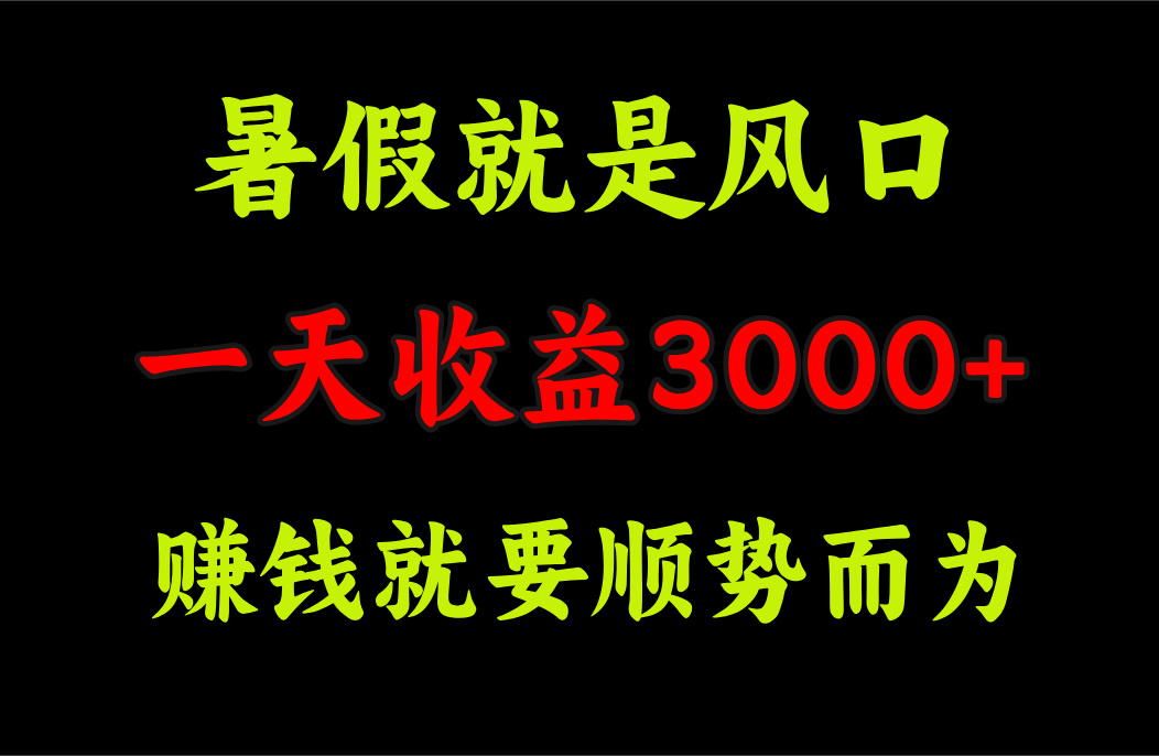 [热门给力项目]（11670期）一天收益3000+ 赚钱就是顺势而为，暑假就是风口