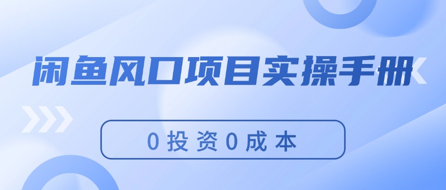 [无货源]（11923期）闲鱼风口项目实操手册，0投资0成本，让你做到，月入过万，新手可做