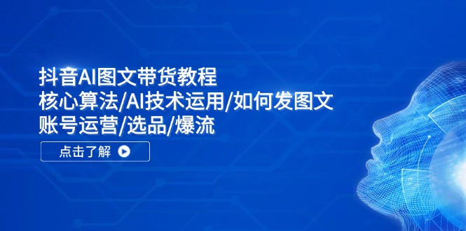 [人工智能]（11958期）抖音AI图文带货教程：核心算法/AI技术运用/如何发图文/账号运营/选品/爆流
