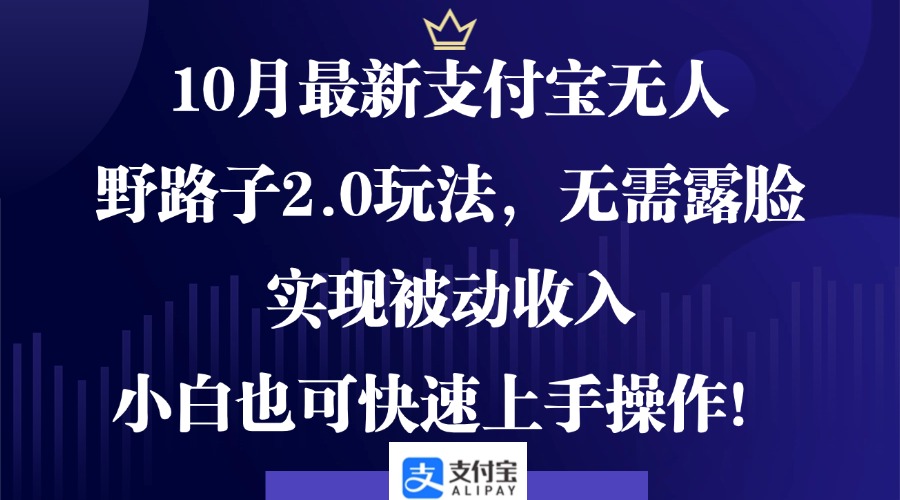 [直播玩法]（12824期）10月最新支付宝无人野路子2.0玩法，无需露脸，实现被动收入，小白也可...