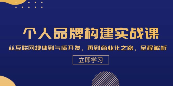 [创业项目]（13059期）个人品牌构建实战课：从互联网规律到气质开发，再到商业化之路，全程解析