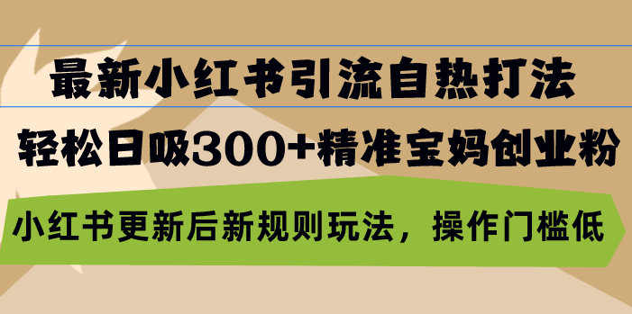 [小红书]（13145期）最新小红书引流自热打法，轻松日吸300+精准宝妈创业粉，小红书更新后新...