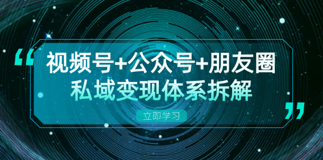 [引流-涨粉-软件]（13174期）视频号+公众号+朋友圈私域变现体系拆解，全体平台流量枯竭下的应对策略-第1张图片-智慧创业网