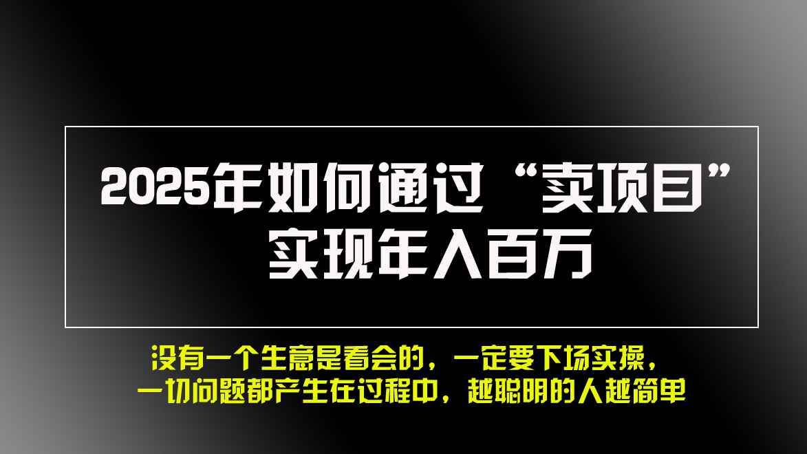 [虚拟项目]（13468期）2025年如何通过“卖项目”实现年入百万，做网赚必看！！