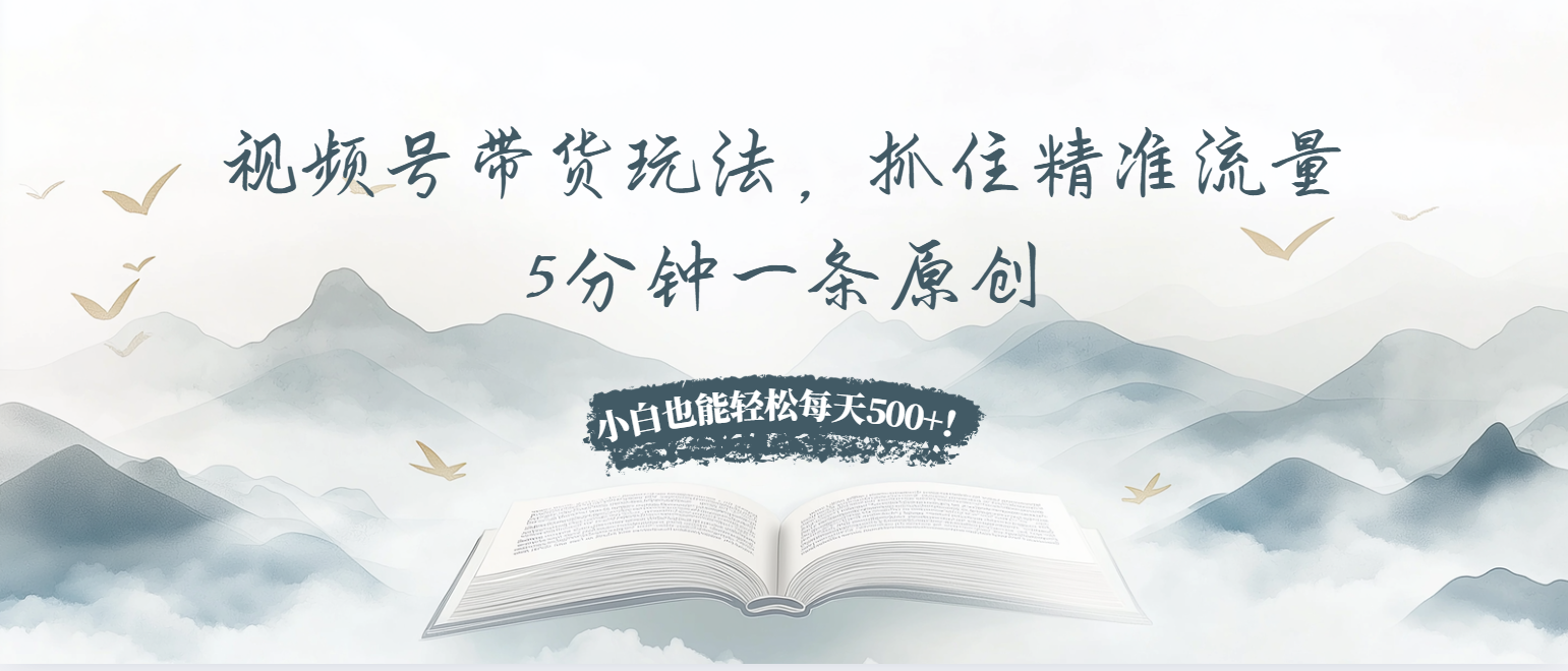 [短视频运营]（13492期）视频号带货玩法，抓住精准流量，5分钟一条原创，小白也能轻松每天500+！