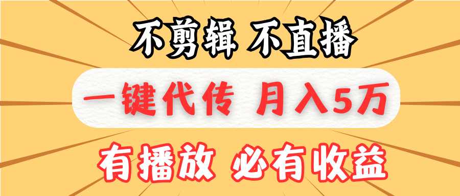 [短视频运营]（13555期）不剪辑不直播，一键代发，月入5万懒人必备，我出视频你来发