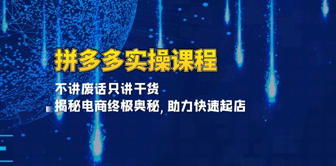 [国内电商]（13577期）拼多多实操课程：不讲废话只讲干货, 揭秘电商终极奥秘,助力快速起店