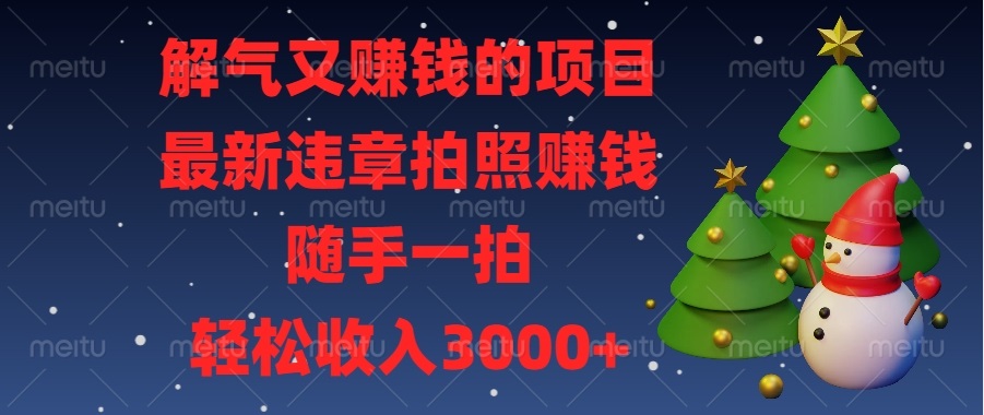 [虚拟项目]（13686期）解气又赚钱的项目，最新违章拍照赚钱，随手一拍，轻松收入3000+