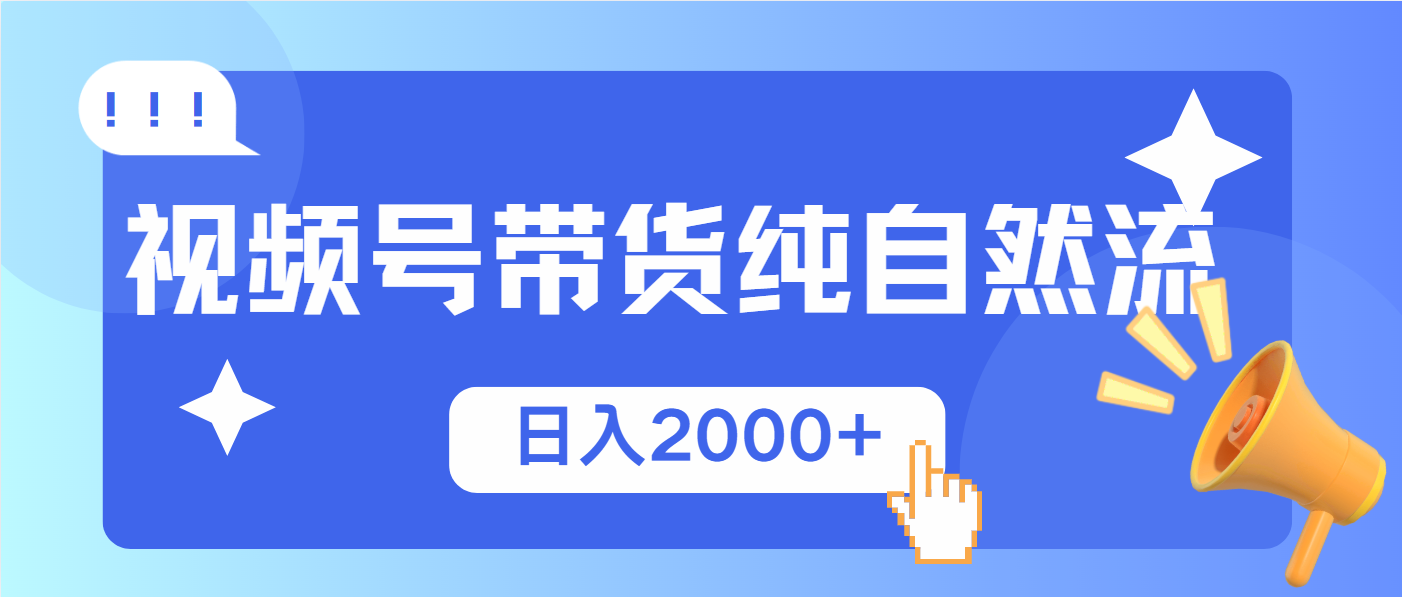 [虚拟项目]（13998期）视频号带货，纯自然流，起号简单，爆率高轻松日入2000+