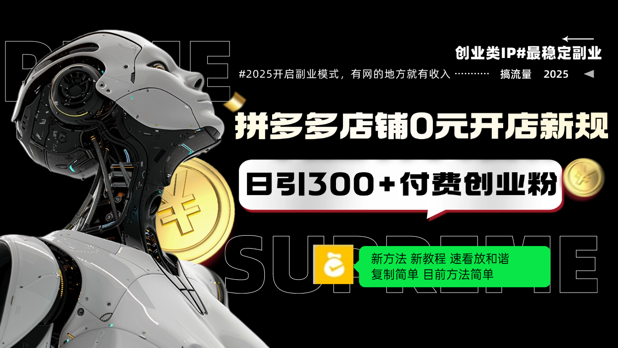 [国内电商]（14092期）拼多多店铺0元开店新规，日引300+付费创业粉，目前方法简单复制粘贴可矩阵