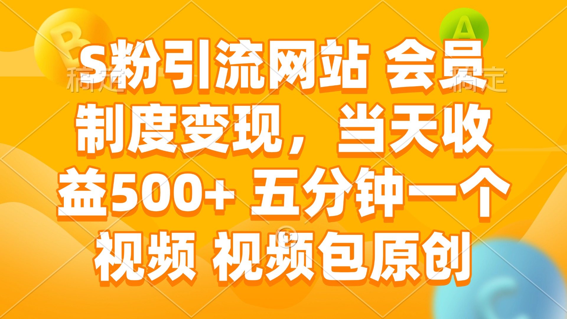 [引流-涨粉-软件]（14129期）S粉引流网站 会员制度变现，当天收益500+ 五分钟一个视频 视频包原创
