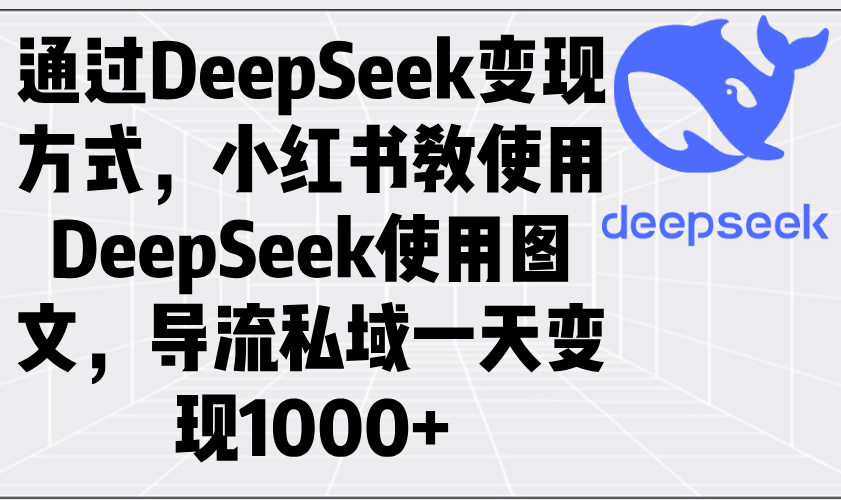 [热门给力项目]（14179期）通过DeepSeek变现方式，小红书教使用DeepSeek图文，导流私域一天变现1000+