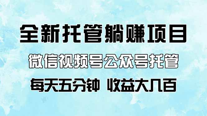 [虚拟项目]（14425期）全新托管躺赚项目，微信视频号公众号托管代运营，每天五分钟，收益大几百