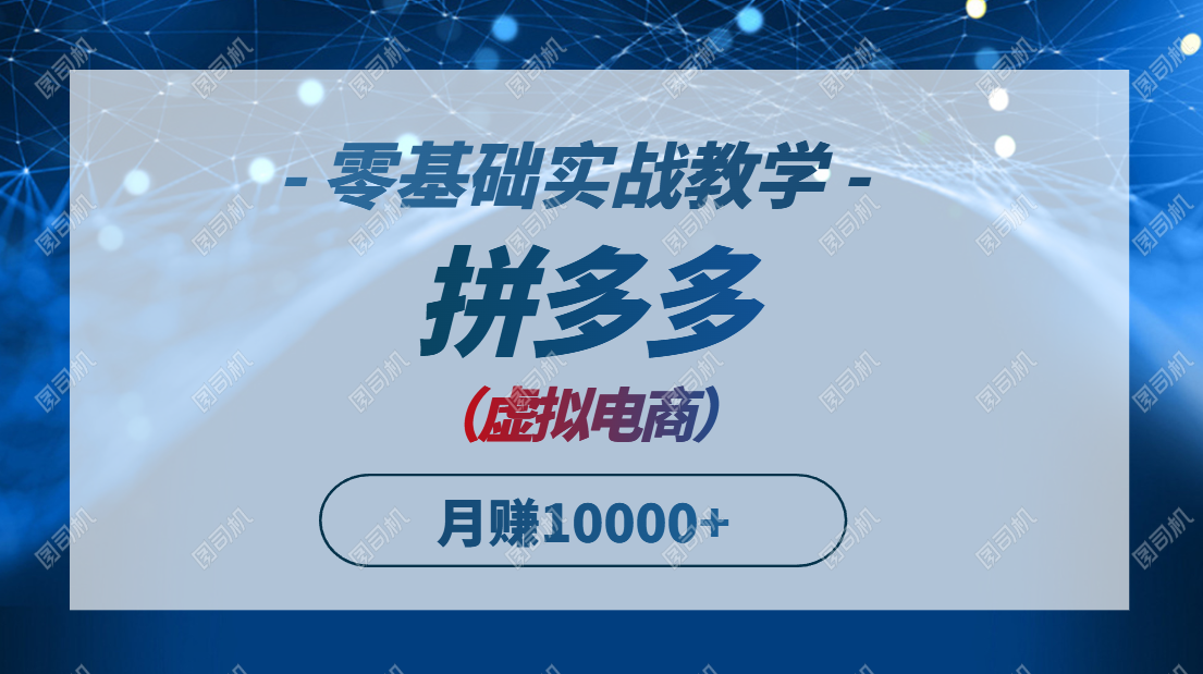[虚拟项目]（14880期）拼多多虚拟电商，零基础实战教学，快速打爆商品，新手也能月入10000+