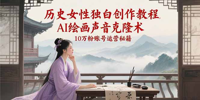 [短视频运营]（15186期）历史女性独白创作教程，AI绘画声音克隆术，10万粉账号运营秘籍