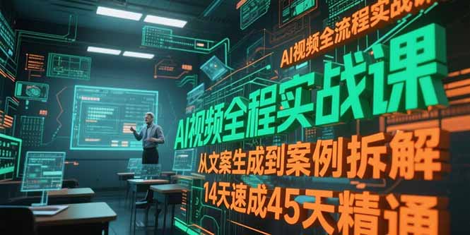 [人工智能]（15172期）AI视频全流程实战课，从文案生成到案例拆解，14天速成45天精通