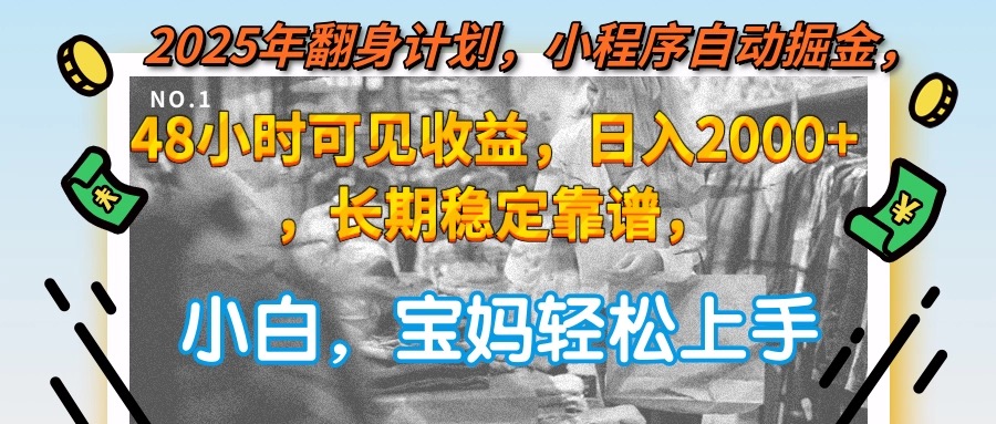 [虚拟项目]（15082期）2025年翻身计划，小程序自动掘金48小时可见收益，日入2000+，长期稳定...
