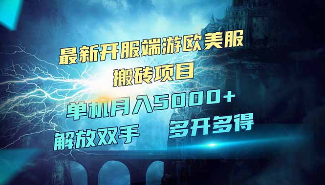 [虚拟项目]（14516期）全网热门游戏欧美服端游搬砖，最新开服，项目红利期，单机月入5000+
