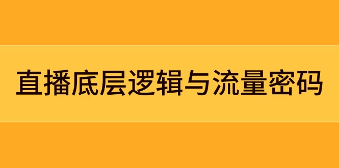 [直播玩法]（14695期）直播底层逻辑与流量密码：定位模型+案例拆解，急速流承接与数据优化全攻略