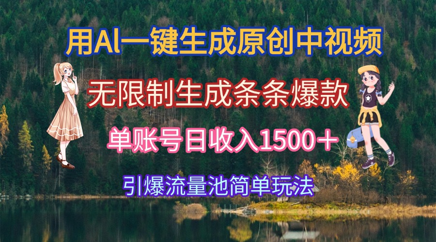 [热门给力项目]（15210期）用Al一键生成原创中视频，无限制生成条条爆款，单账号日收入1500＋引爆...-第1张图片-智慧创业网
