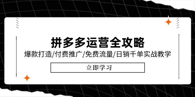 [国内电商]（15085期）拼多多运营全攻略，爆款打造/付费推广/免费流量/日销千单实战教学/6月更新