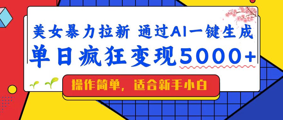 [虚拟项目]（14347期）美女暴力拉新，通过AI一键生成，单日疯狂变现5000+，纯小白一学就会！