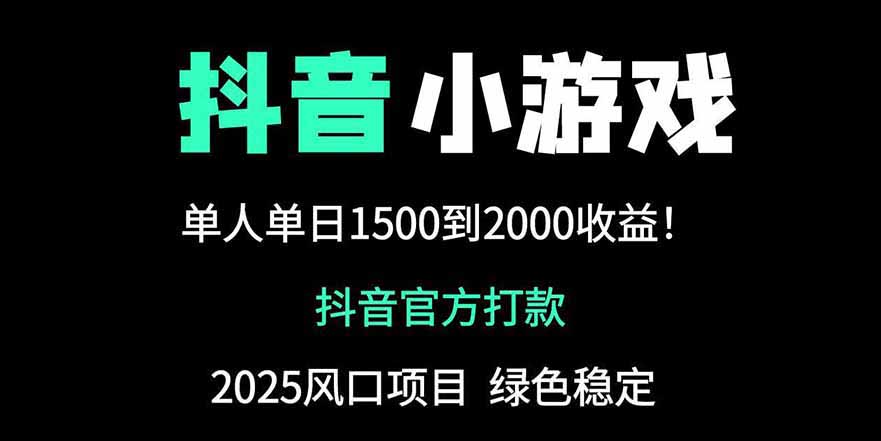 [虚拟项目]（14527期）抖音官方小游戏2025全网最新玩法，暴利赚钱项目，单机日入2000+