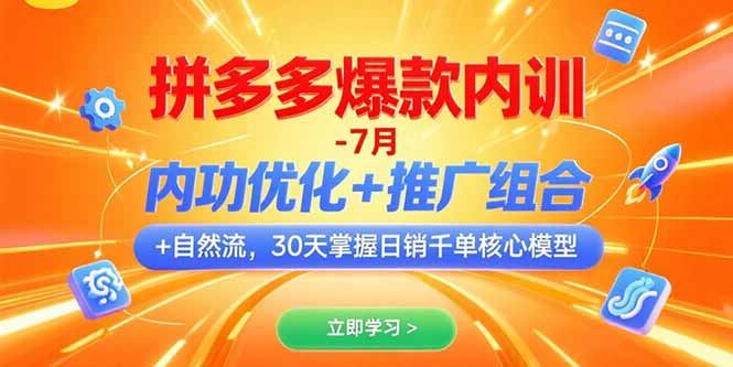 [国内电商]（15402期）拼多多爆款内训-7月 内功优化+推广组合+自然流 30天掌握日销千单核心模型-第1张图片-智慧创业网