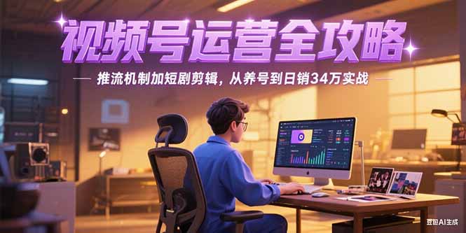 [直播玩法]（15217期）2025视频号运营全攻略，推流机制加短剧剪辑，从养号到日销34万实战