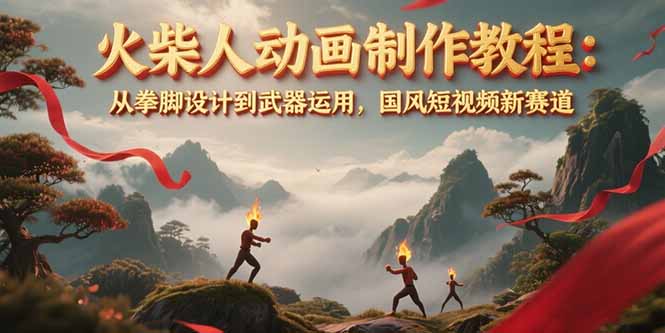 [美工-摄影-建站]（15171期）火柴人动画制作教程：从拳脚设计到武器运用，国风短视频新赛道