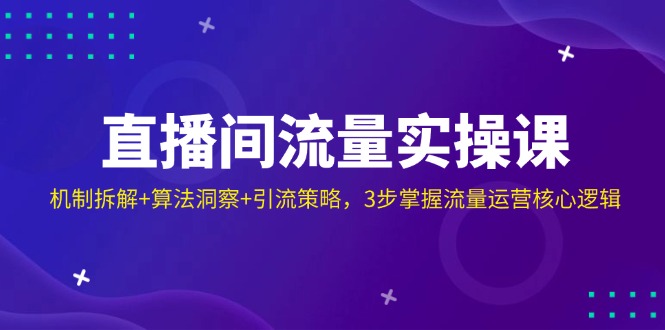 [直播玩法]（14122期）直播间流量实操课：机制拆解+算法洞察+引流策略，3步掌握流量运营核心逻辑-第1张图片-智慧创业网